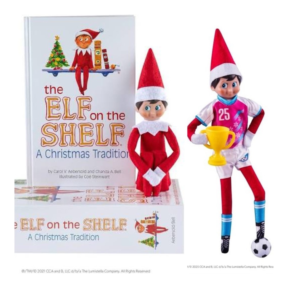NWT The Elf on the Shelf Boy with Book and Polar Props Soccer Pitch Kit & Outfit